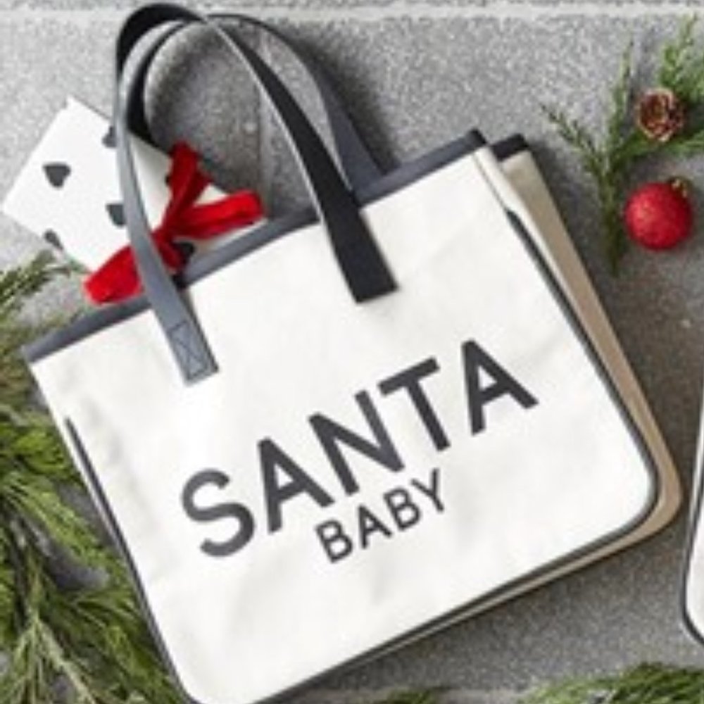 Mini Holiday Canvas Tote - Santa Baby